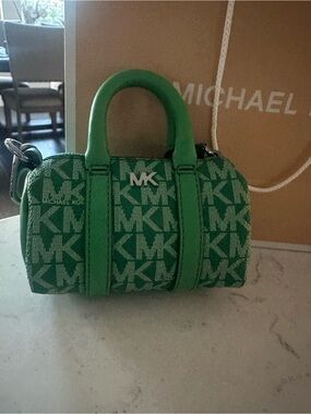 Michael Kors Green MK Logo Mini duffel Keychain